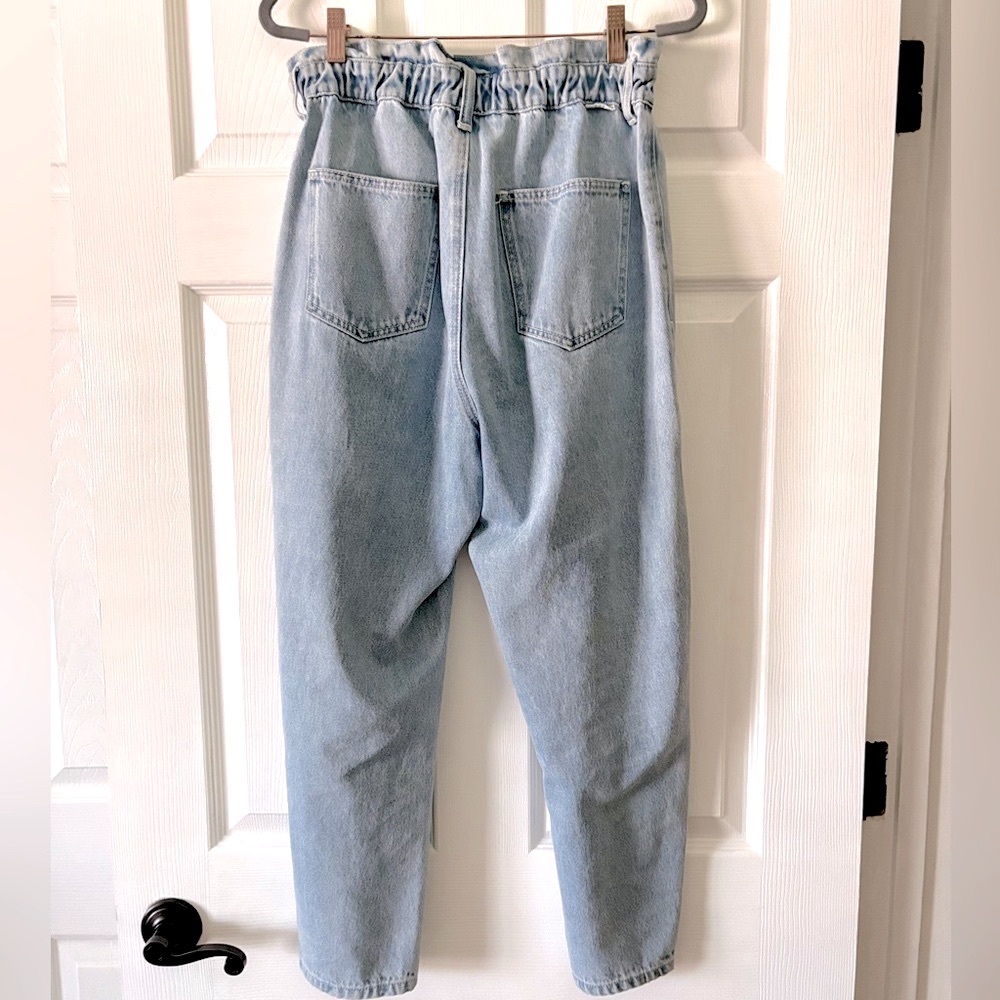 Dear John High Rise Paper Bag Waist in Light Wash Denim, Tapered Jeans | Size 27 - Picture 2 of 3